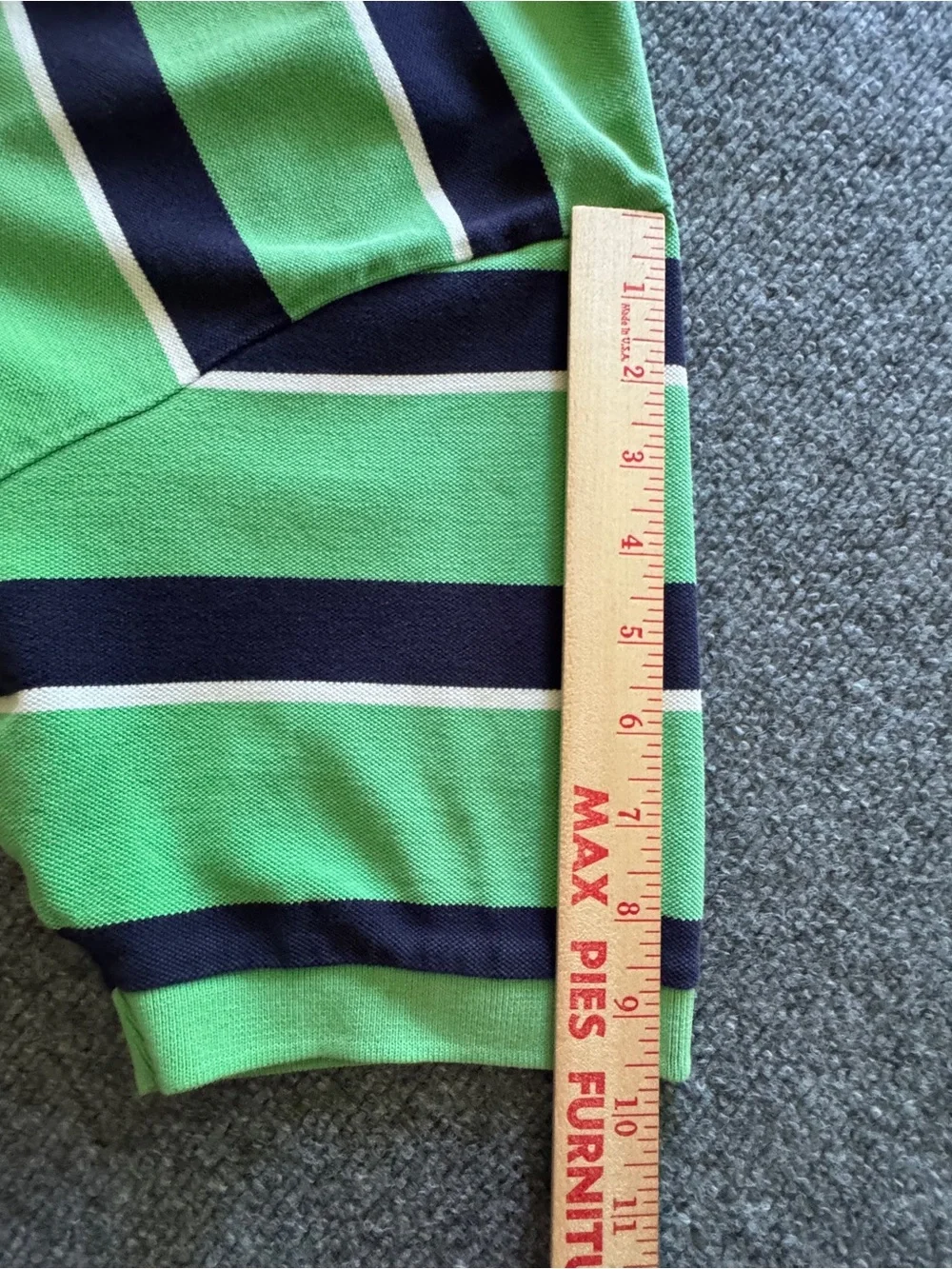 Polo Ralph Lauren XL Green Navy Striped Polo Shirt Cotton Short Sleeve Pony Logo